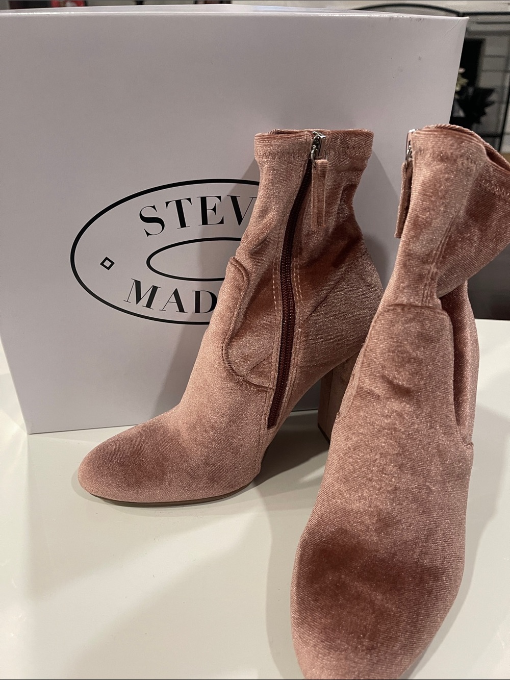 Steve Madden Dusty Rose Velvet Ankle Booties